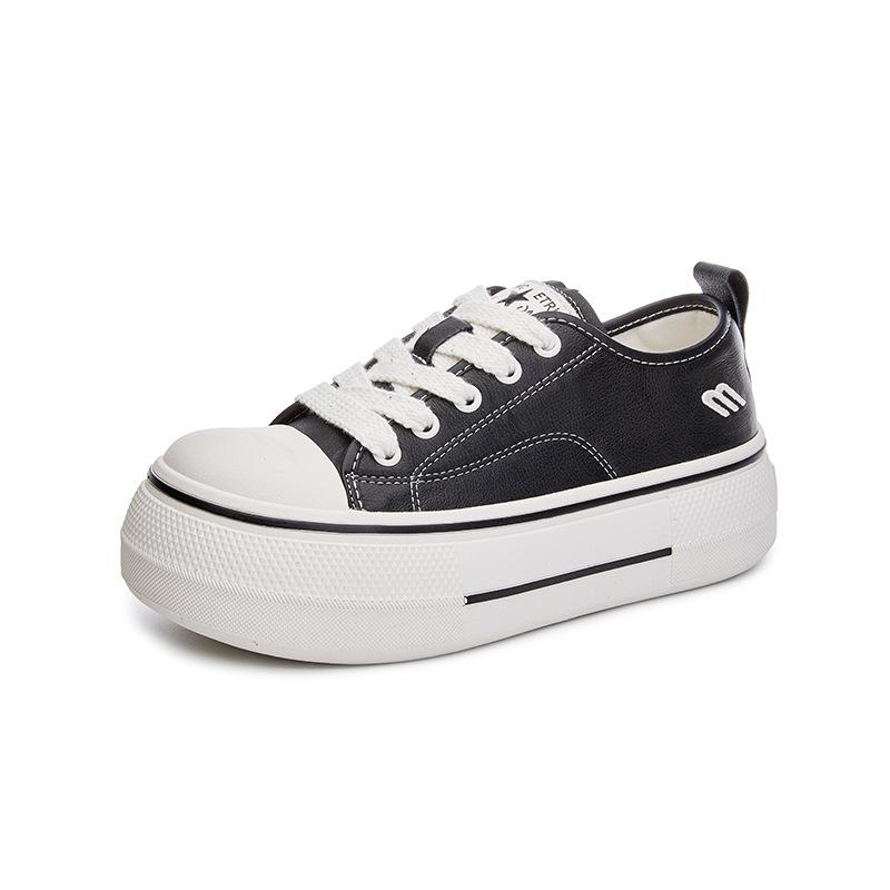 The first layer of cowhide little white shoes for women's 2025 spring new sports women's shoes thick-soled big head shoes for women's versatile