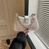 Casual Hundred Girls Chain Bag Fashion Embossed Girls Underarm Small Square Bag Korean Splicing Ladies Handbag Baguette PU Mater