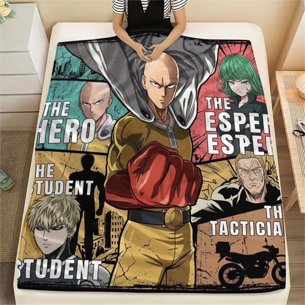 1PC Onepunch Man Patterned Flannel Blanket Suitable For All Seasons For Home Decor Warmth And Comfort Gifts Holiday Present