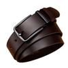 Men's Genuine Leather Minimalist Black Belt with Pin Buckle - Adjustable Fashion Trend