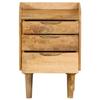 Table de chevet - Style rétro - Bois de manguier massif - 3 tiroirs - 40 x 30 x 59,5 cm