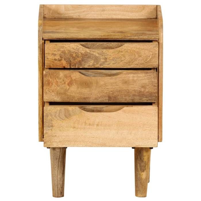 Table de chevet - Style rétro - Bois de manguier massif - 3 tiroirs - 40 x 30 x 59,5 cm