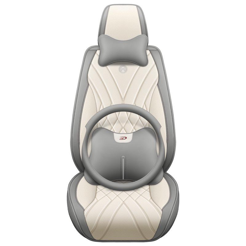 

Универсальная кожаная подушка для сиденья автомобиля Four Seasons — износостойкая и дышащая, комплексный дизайн Round Steering Wheel Cover