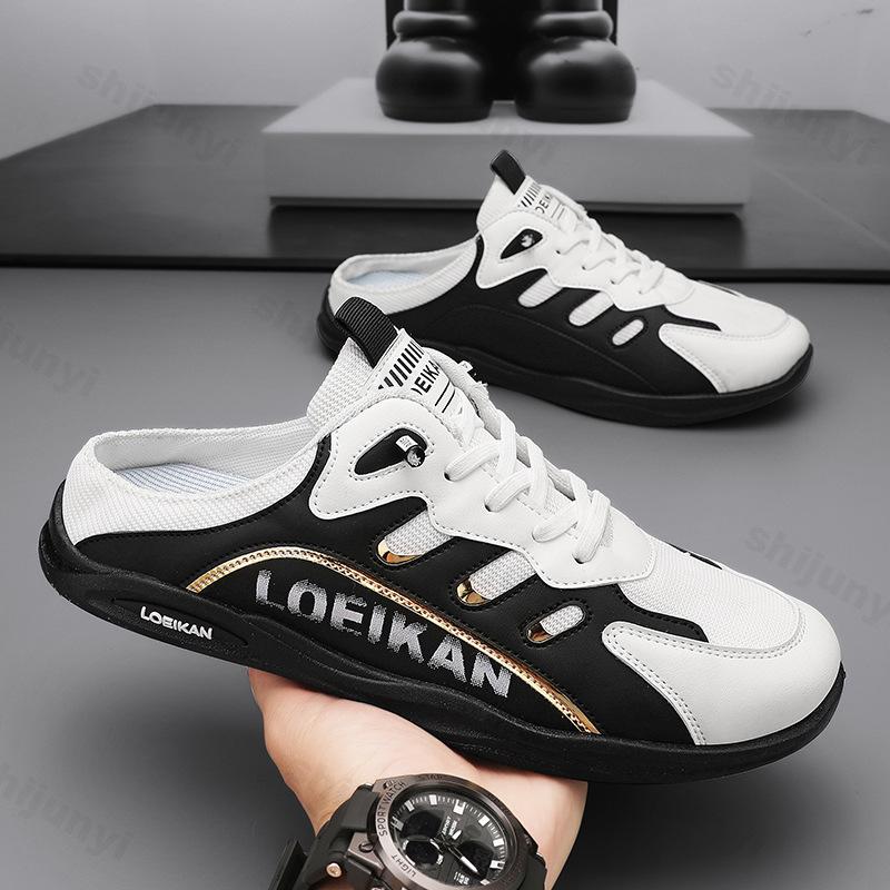 Fashion Men Slippers 2025 Summer Trendy Men Flat Bottom Casual Shoes Soft Sole Men Sneakers Outdoor Half Slippers Zapatos De Hombre