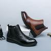 Golden Sapling Fashion Men's Boots Patchwork Leather Brogue Shoes Casual Business Chelsea Boot Leisure Party Men Formal Shoes