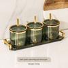 Creative Transparent Gold-plated Striped Spice Jar Spice Salt Sugar Jar with Lid Multifunctional Storage Box Storage Container