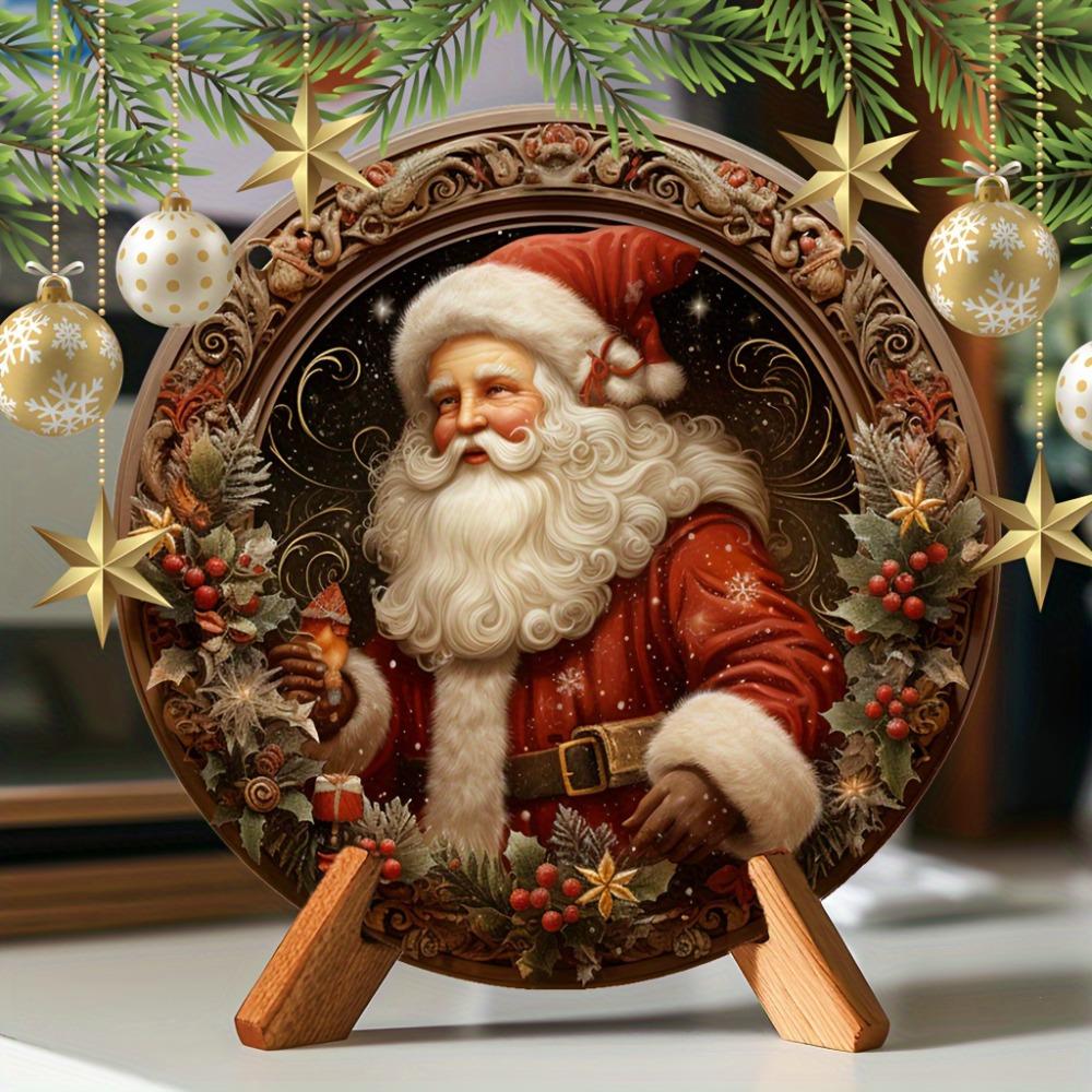 

2D Антикварный Круглый Подвеска Санта. Идеально для домашнего, офисного и праздничного декора. Отличный рождественский или подарок на день рождения. чистый
