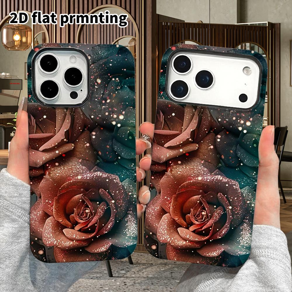 Phone Case: 2D Flat Design Suitable for iPhone 18 17 16 15 14 13 Pro Film Protective Case, Couple Style, Vintage Rose, Christmas and Halloween Gift