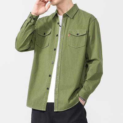 New Spring Solid Color Shirt for Men Re-stylish Casual Cotton Shirt