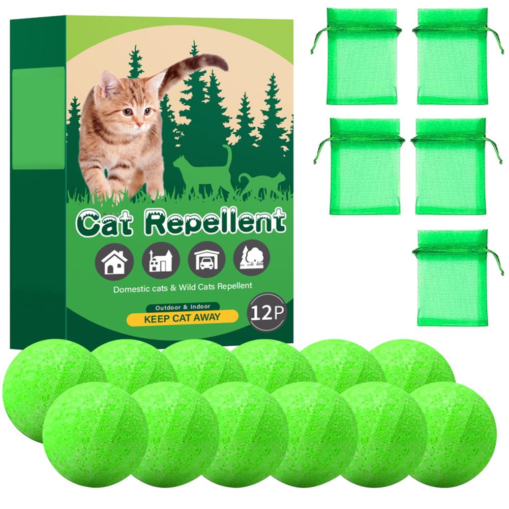 12/24Pcs Cat Repellent Ball Natural Peppermint Oil Cat Deterrent To Keep Feral Cats Stray Dogs Out of Yard Lawn Outdoor Garden
