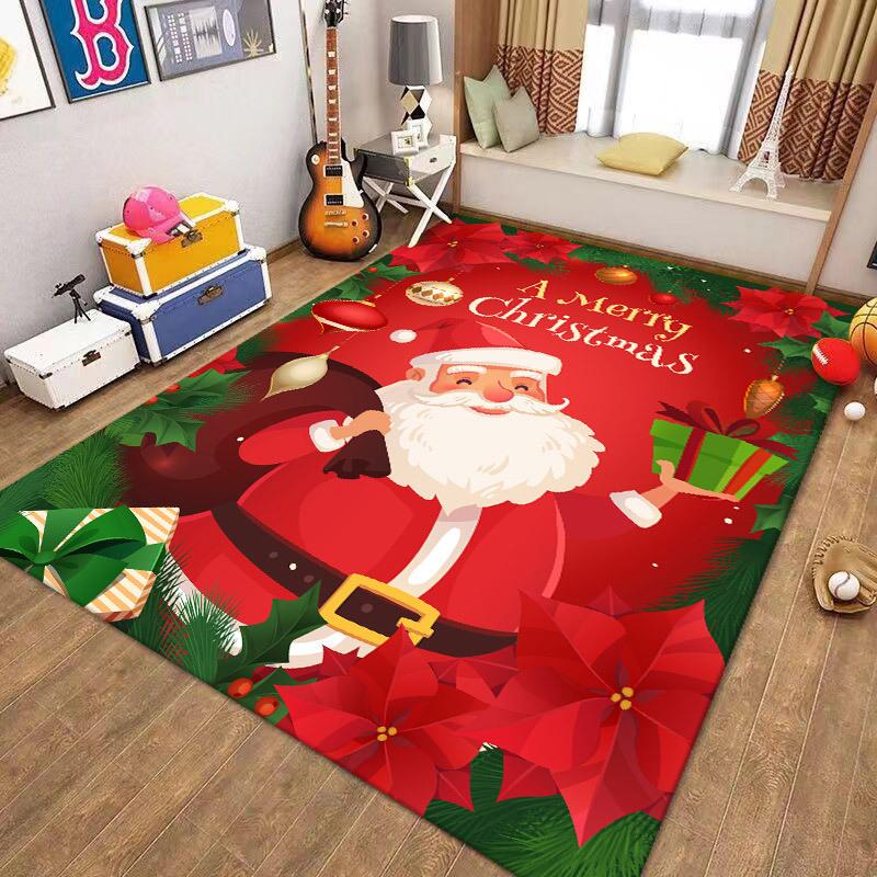 

Christmas Living Room Decoration Large Carpet Cartoon Santa Claus Anti Slip Carpet Winter Warm Foot Mat Home Decoration 40x60cm