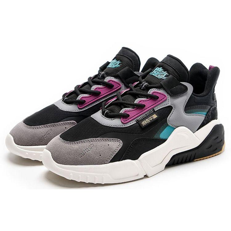 Anta Magic Cube Synthetic Leather Non-Slip Durable Low-Top Dad Shoes Men sneaker Black Gray 112148808-3