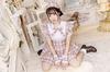 Clearstone Lyrical Palette Cosplay Halloween Idol Check Maid Dress for Women, Pink