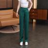 Wide-leg Pants for Women in Summer Ice Silk Cool Straight-leg Pants New Chinese Style Buttoned Print Pants