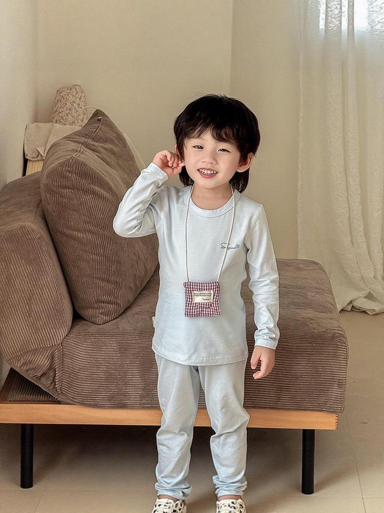 Kids' Lightweight Cotton Underwear Set - Autumn/Winter Pajamas for Elementary Students