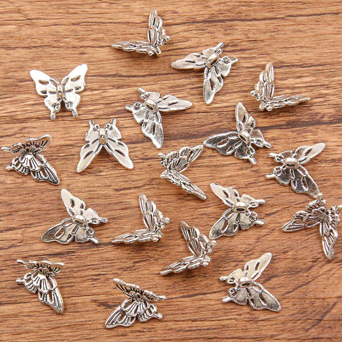

13x14mm Butterfly Pendant: Alloy Jewelry Accessory in 2 Colors античный серебряного