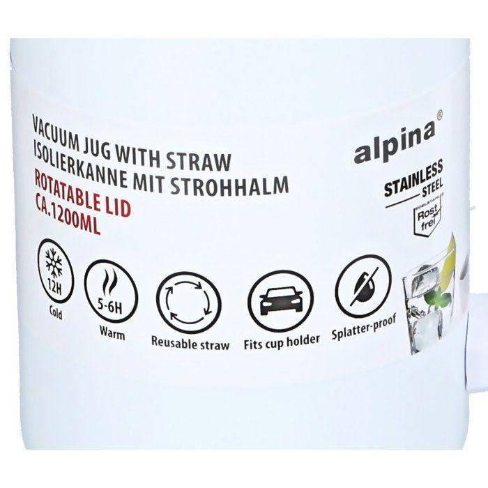 Gobelet thermique - ALPINA - ED-227090bila - Acier inoxydable - 1,2 L - Blanc