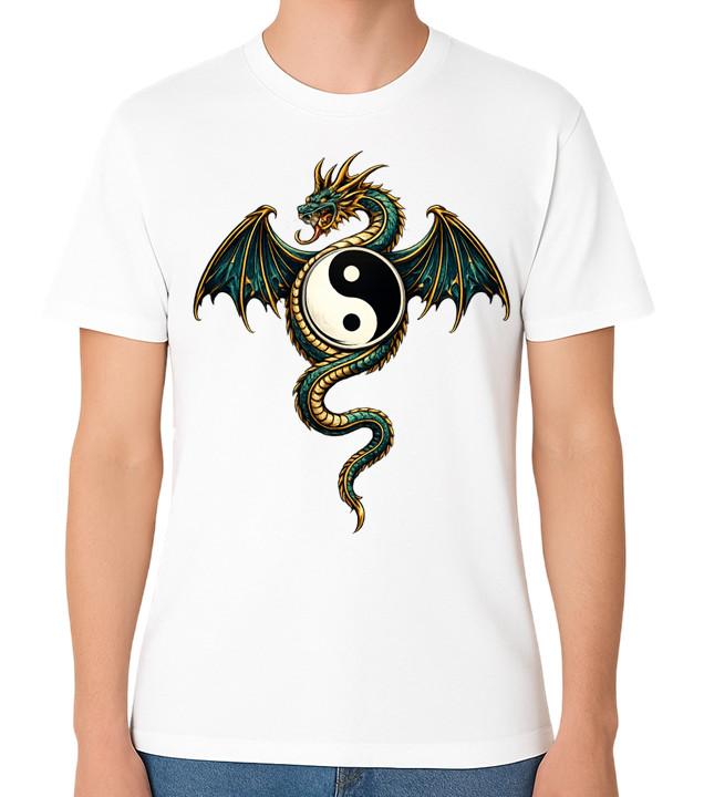 Dragon Yin Yang Symbol T-Shirt Fantasy Martial Arts Gift Unisex Tee XL