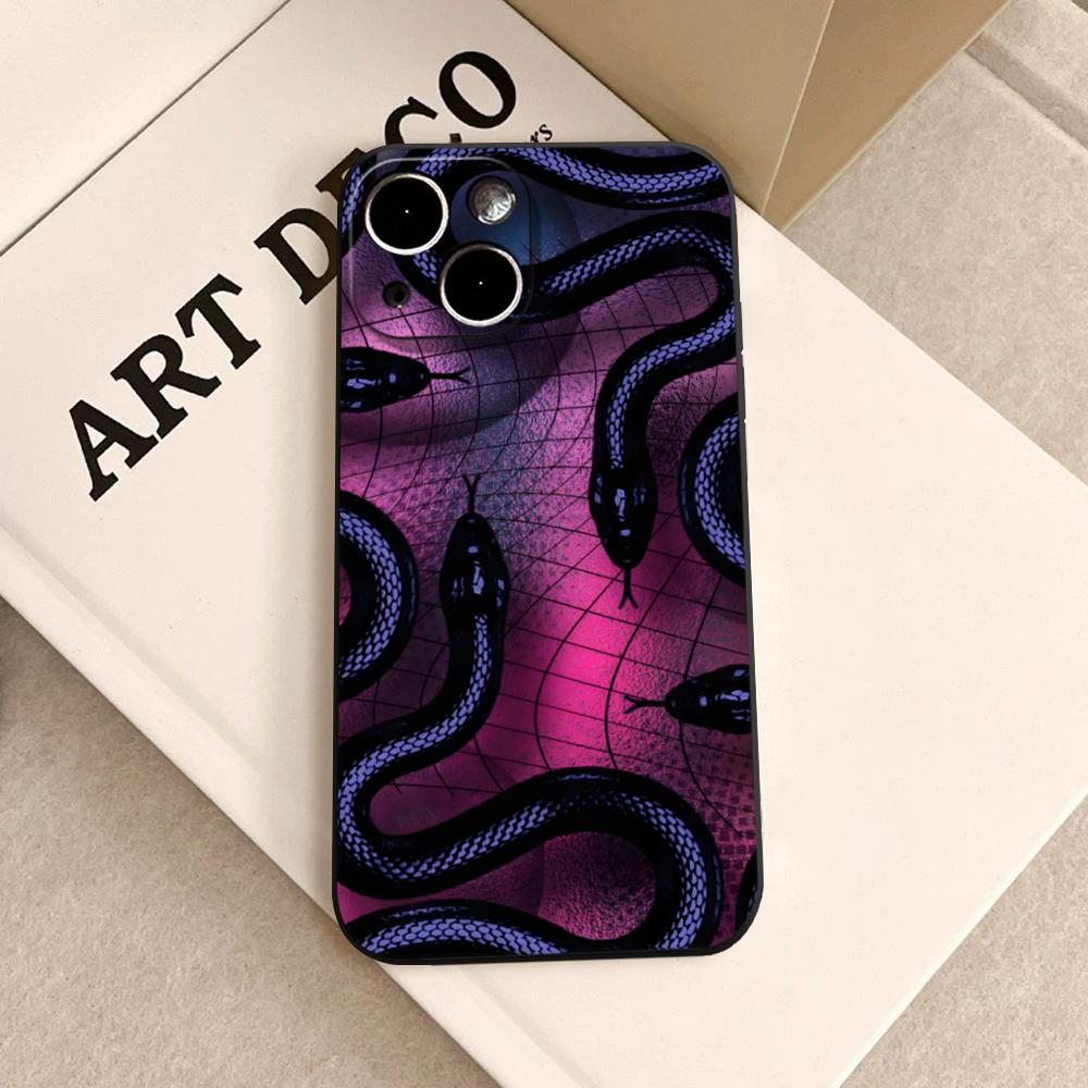 

snake Phone Case FOR IPhone 15 pro max 14 11 12 Pro 15 16 Plus 13 Pro MAX XR XS Black Soft Covers 15ProMax
