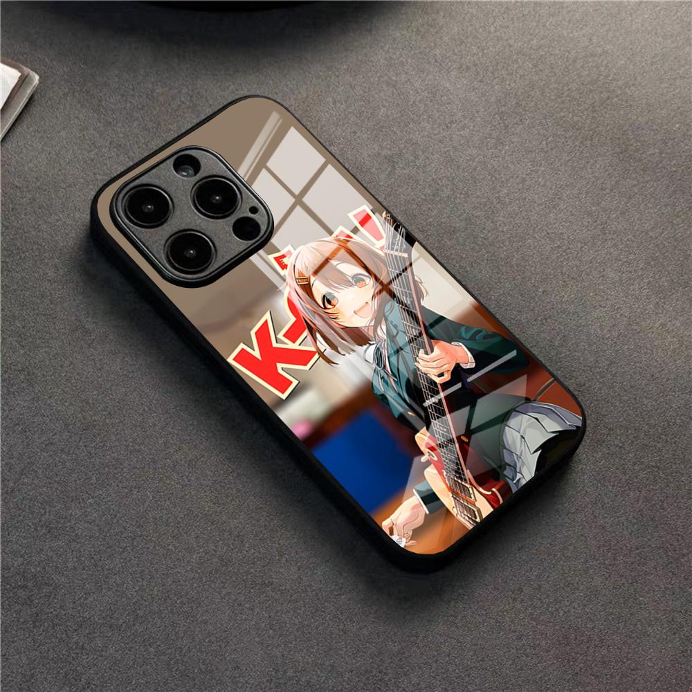 Cute Anime Girl K-ON Phone Case For 17 Pro Max IPhone 16 Pro 14 12 11 13 Mini X XR XS 15 Plus SE Glass Cover