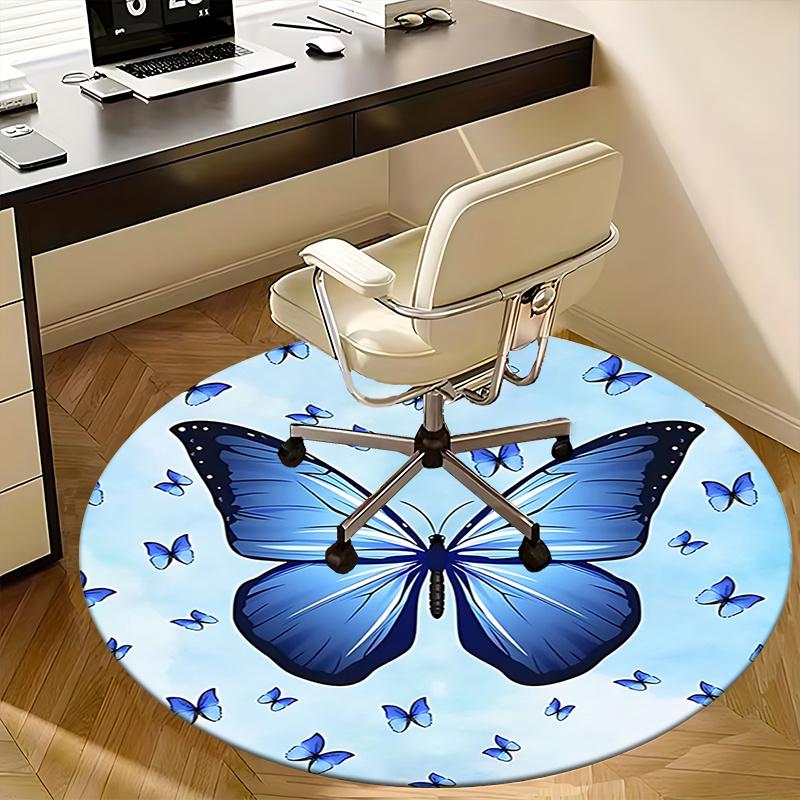 Blue Butterfly Chair Mat Home Decor, Sofa Rug, Office Carpet Gift for Bedroom, Living Room, Various Rooms