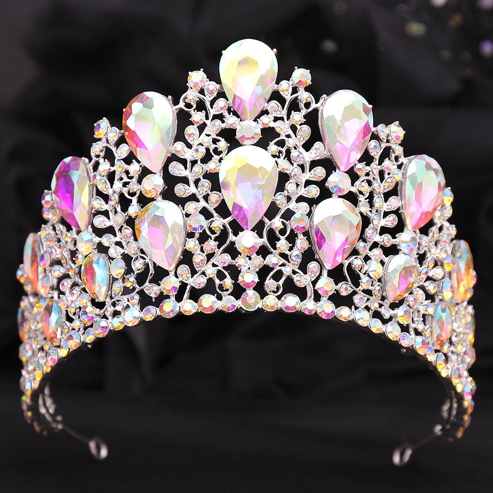 Baroque fashion large crown tiara bridal alloy rhinestone wedding accessories exaggerated AB crown