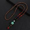 Handmade Nepal Buddhist Mala Bead Pendant Necklace Ethnic Wooden Bead Long Jewelry Gifts For Women