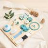 Wooden Blue Clock Busy Board With Educational Activities For Toddler Learning