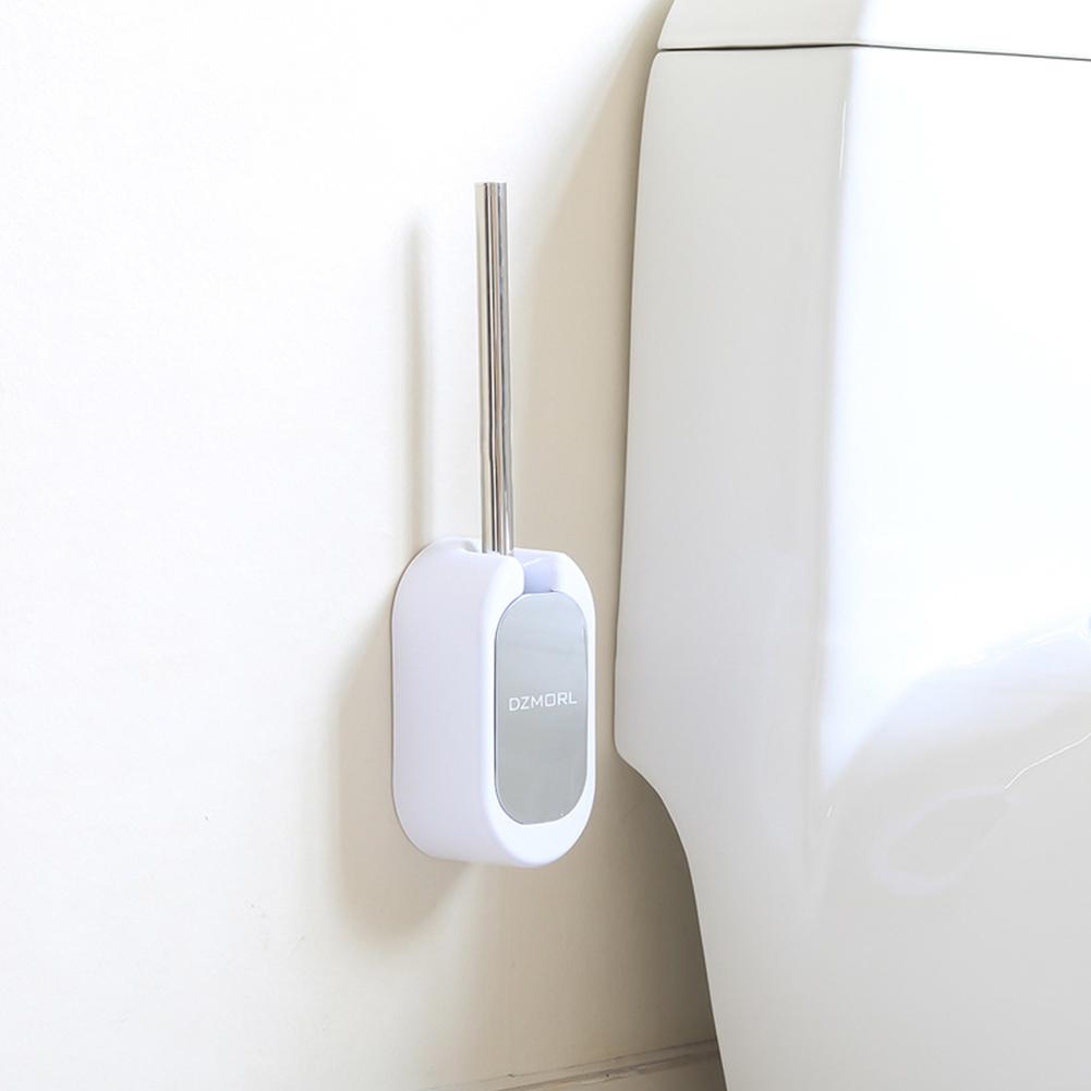 Stylish Adhesive Brush Set Removable Wall-mounted Toilet Brush Set for Household Hotels Supplies white #1