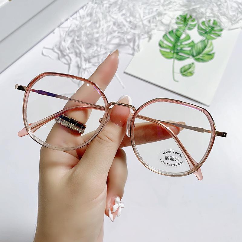 

Модные простые очки в оправе, женские очки с защитой от синего света, ретро-полигональные плоские очки, модная оправа для очков anti-blue light film