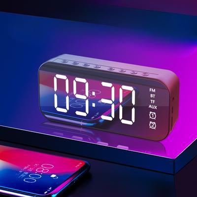 Bezdrátový Retro Bluetooth Budík Hlasitý Reproduktor Box Mini Domácí Zrcadlo Malý Zvukový Systém Subwoofer Dálkové Ovládání Inteligence