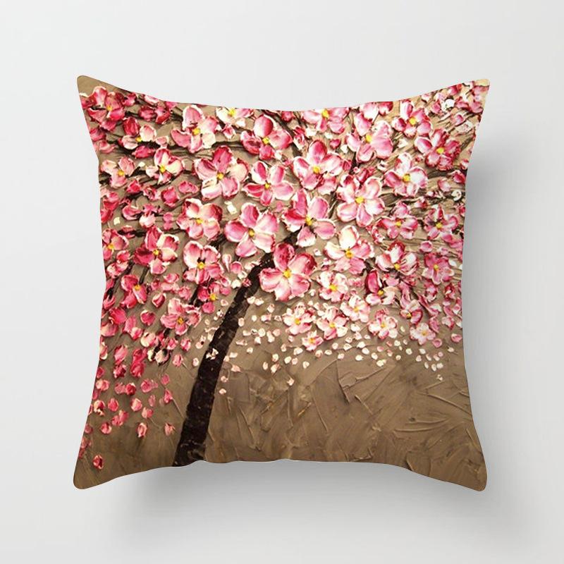 Red Leaves Lovers Valentine's Day Series Pillow Case Maple Leaf Falling Pillows Cover Tree Pattern Retro Cushion Pillowcases