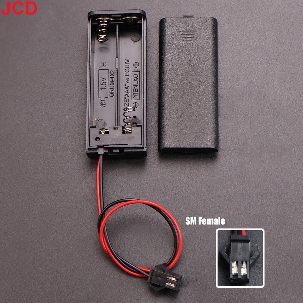 

JCD 2Slots AAA Battery Storage Case Battery Holder Box With Switch & Cover & PH2.0 XH2.54 DC5.5X2.1 USB2.0 Terminal Wire