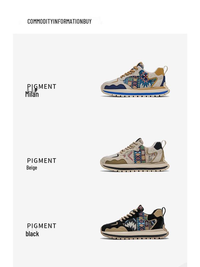 2025 Trendy Men's Print & Embroidery Sports Casual Shoes - Comfortable, Height-Increasing Thick Sole for Spring & Autumn