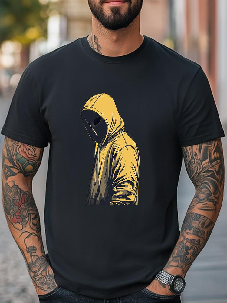 Mysterious Hooded Figure Graphic Urban Streetwear T-Shirt Unisex Men Women Tee Unisex T-Shirt L