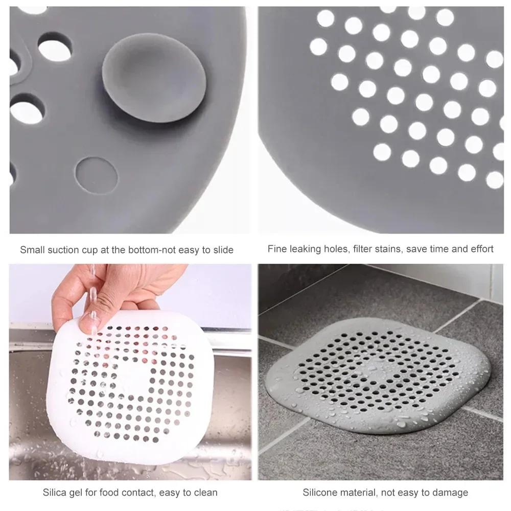 Silicone Hair Filter Sink Drain Stopper Anti Blocking Strainer for Bathroom Shower Bathtub Kitchen Floor Drain Deodorant Plug