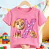 Paw Patrol Skye T-shirt for Children Cartoon A-Z Letter Tee Top Round Collar Clothing Girls Short Sleeve Kids Anime Clothes Gift