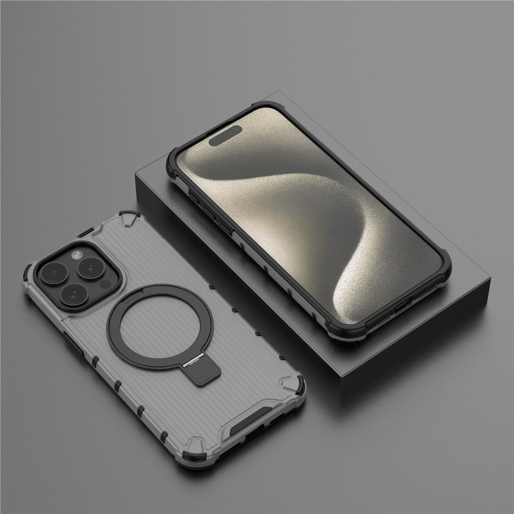 For Magsafe 17 Air 16 15 14 Plus 13 Pro Max Corrugated Magnetic Metal Bracket Transparent Phone Case Protective Cover
