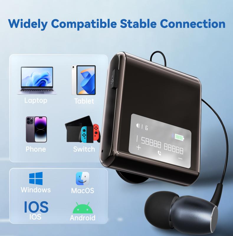 K89/K75 Lavalier Business Bluetooth 5.4 Căști Wireless Vorbire/Muzică 20H Afișaj Digital LCD Căști HIFI Cu Microfon Anulare Zgomot