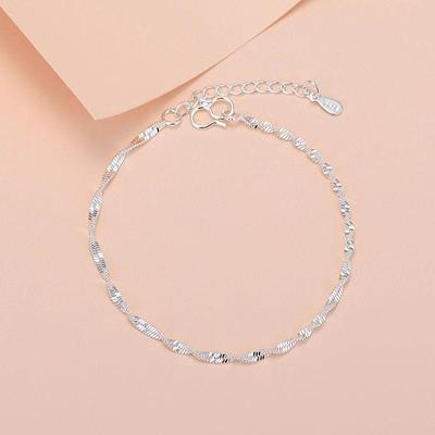 Silver-Plated Ripple Chain Bracelet & Anklet - Simple & Elegant Female Fashion Jewelry