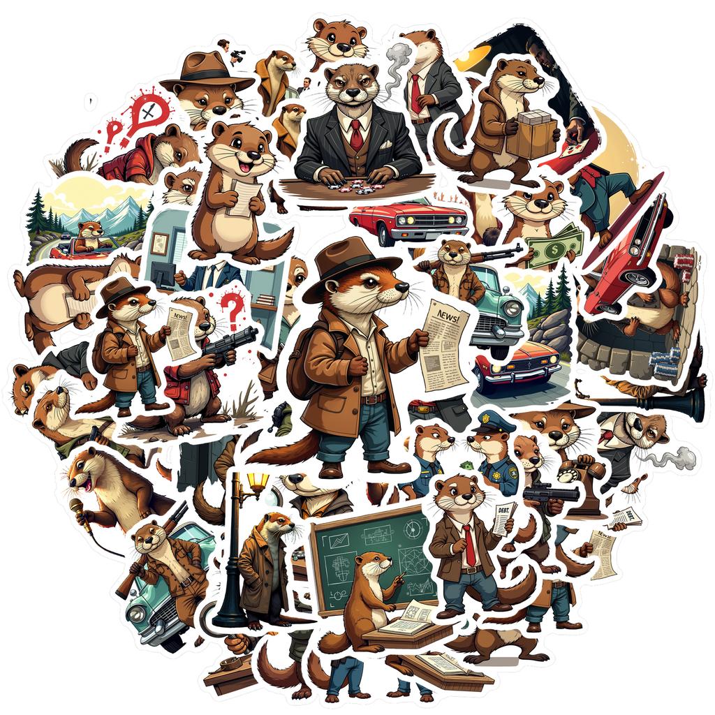 35-100pcs Cartoon Otter Decals Stickers Teacher Reward Stationery Diy Water Bottle Suitcase Phone Graffiti Sticker