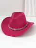 Men's and Women's Western Cowboy Hat Simple, Rhombus Sword Rhinestone Hat Ladies Decorative Hat, Felt Top Hat