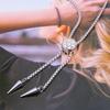 Geometric Designs Titanium Necklace Adjustable Chain and Cubic Zirconia Accent Clavicle Chain for Fashion Women