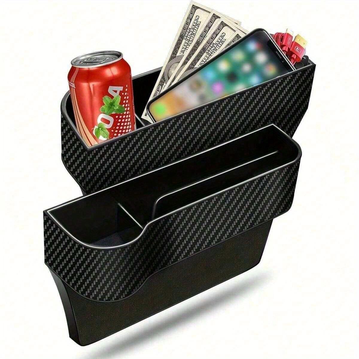 Autostoel Organizer, Multifunctionele Autostoel Kussenvulling Organizer, Auto Console Zijopbergbak Met Bekerhouders Kussenvulling Opbergbak Voor Auto Black Main Driver