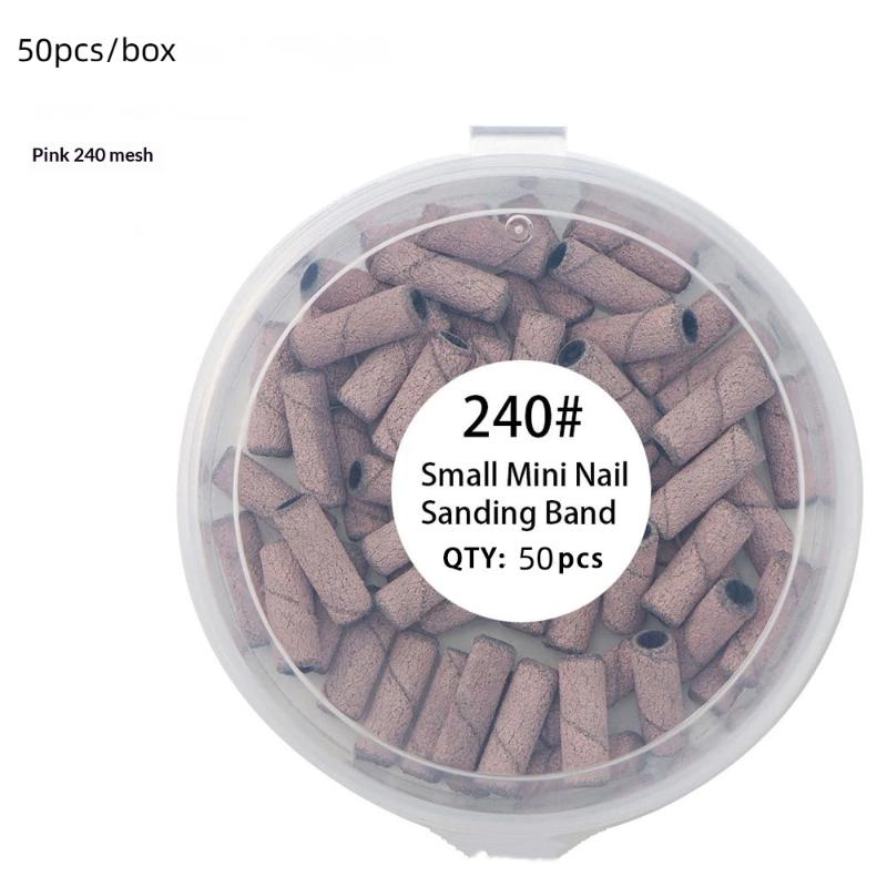 50 Pcs 3.1Mm Mini Nail Sanding Bands Uv Gel Acrylic Polish Remover Nail Tool Set 120/150/180/240 Grit