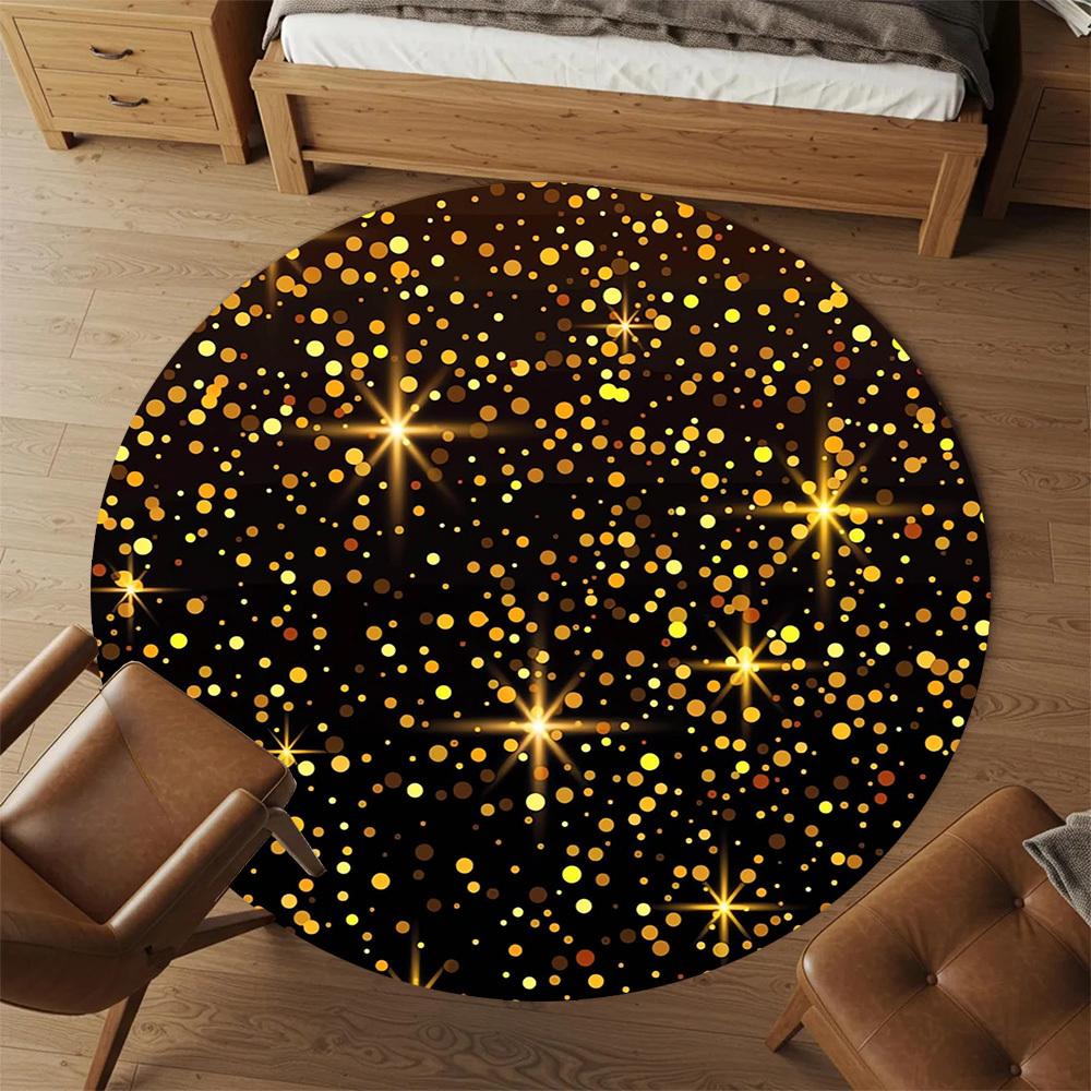 1 Stück Goldene Funkelnde Runde Stuhlmatte Teppich - Rutschfest, Bodenschutzmatte für Büro, Schlafzimmer, Heimdeko Weihnachtsgeschenk p0811189