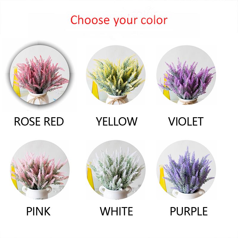 1 Bundle Artificial Flowers Romantic Provence Lavender Plastic Wedding Decorative Vase for Home Decor Grain Christmas Fake Plant