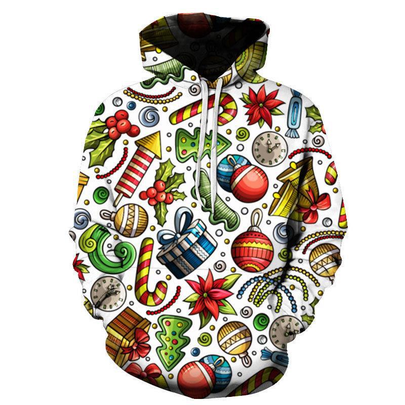 2023 New 3D Print Christmas Collection Men's and Women's Hooded Sweatshirts Fashionable Casual Long Sleeve Holiday Party Clothes
