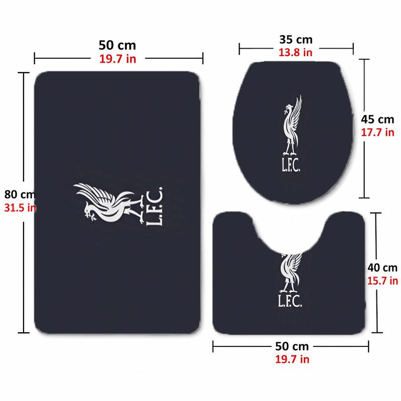 Liverpool (44)Set de Toaletă din Flanelă 3 Piese Covoraș Moale pentru Baie Capac Antiderapant pentru Vasul de Toaletă Decor Casă Baie