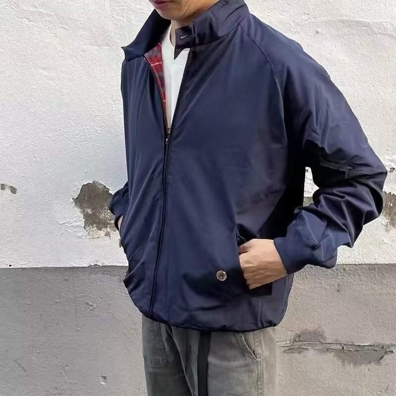 Men's Khaki Harrington G9 Retro Casual Jacket - Spring/Autumn, Stand Collar, Windproof Motorcycle Outerwear